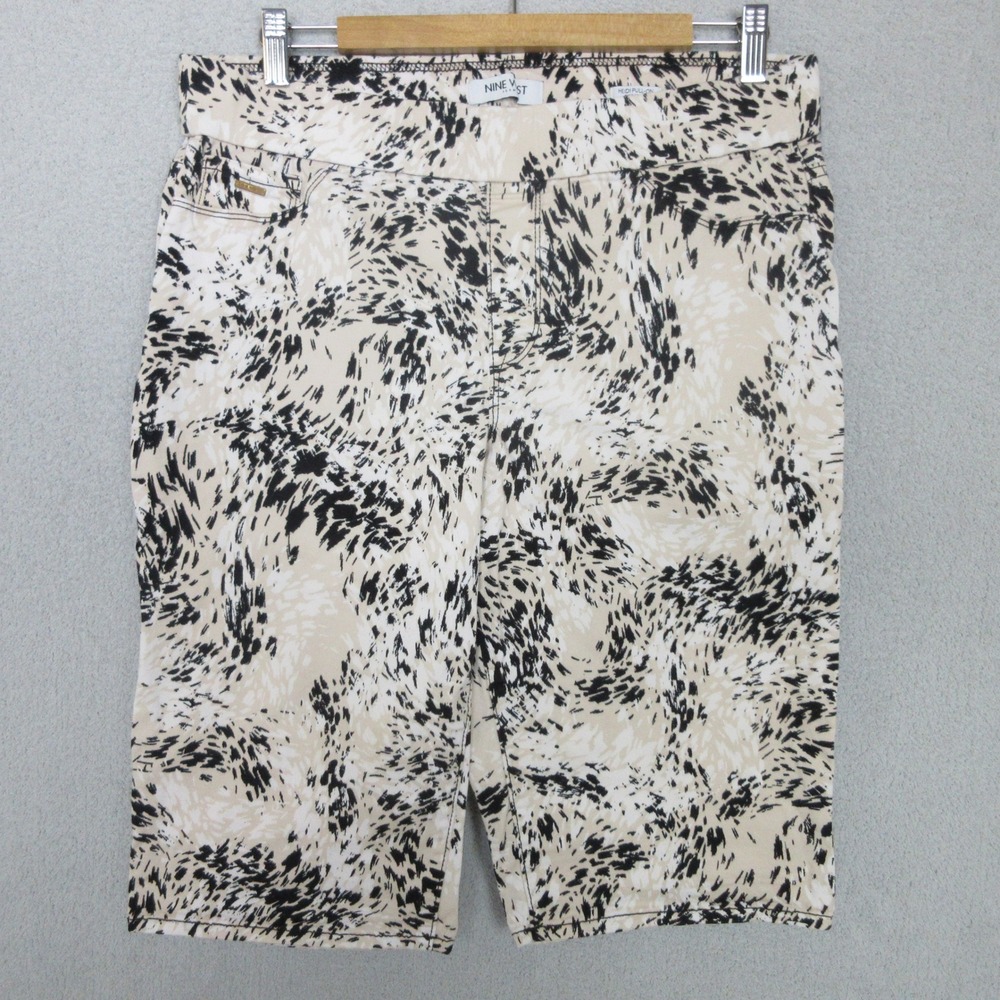 Nine West Heidi Pull On Skimmer Shorts Womens Size 14 Abstract Print Stretch